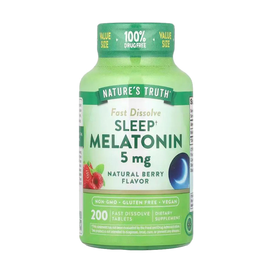 Мелатонін для сну Nature's Truth Sleep Melatonin, 5 мг, зі смаком ягід, 200 швидкорозчинних таблеток